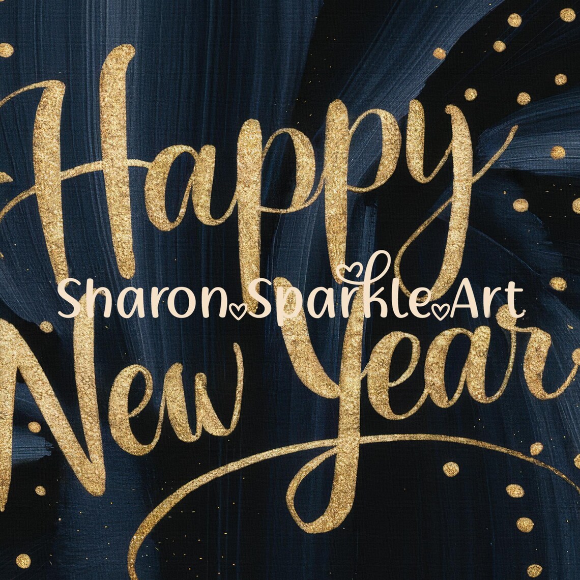Happy New Year Black Gold Confetti Holiday Party Celebration Art Print - Image 4