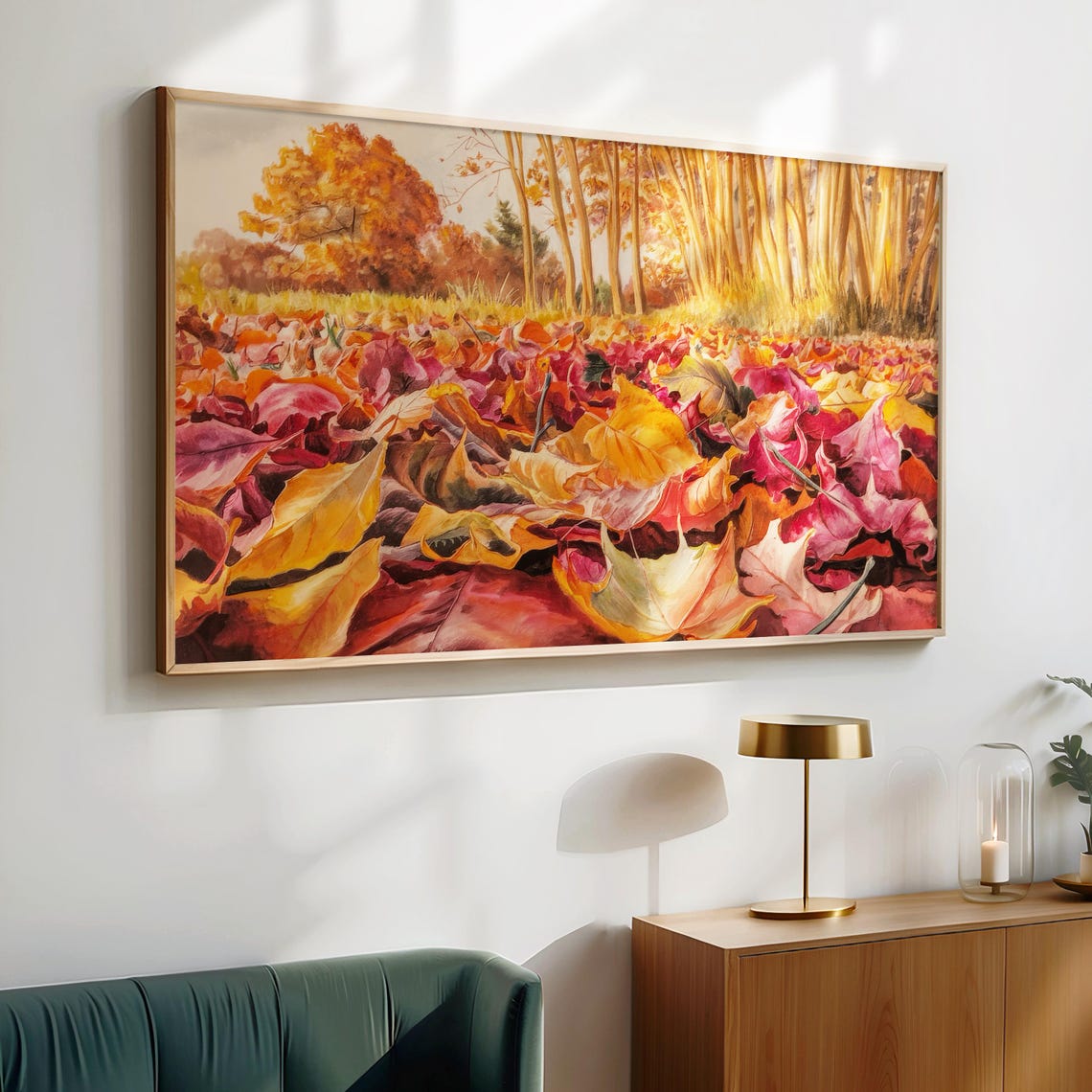 Autumn Forest Floor Fallen Maple Leaves Watercolor Landscape Poster - Image 4