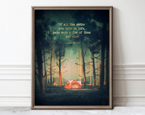 John Muir Quote, Watercolor Forest Pines Art Print
