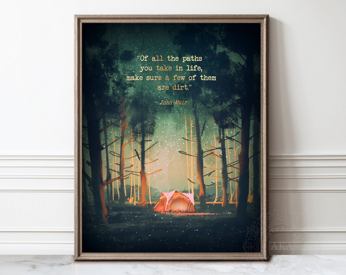 John Muir Quote, Watercolor Forest Pines Art Print