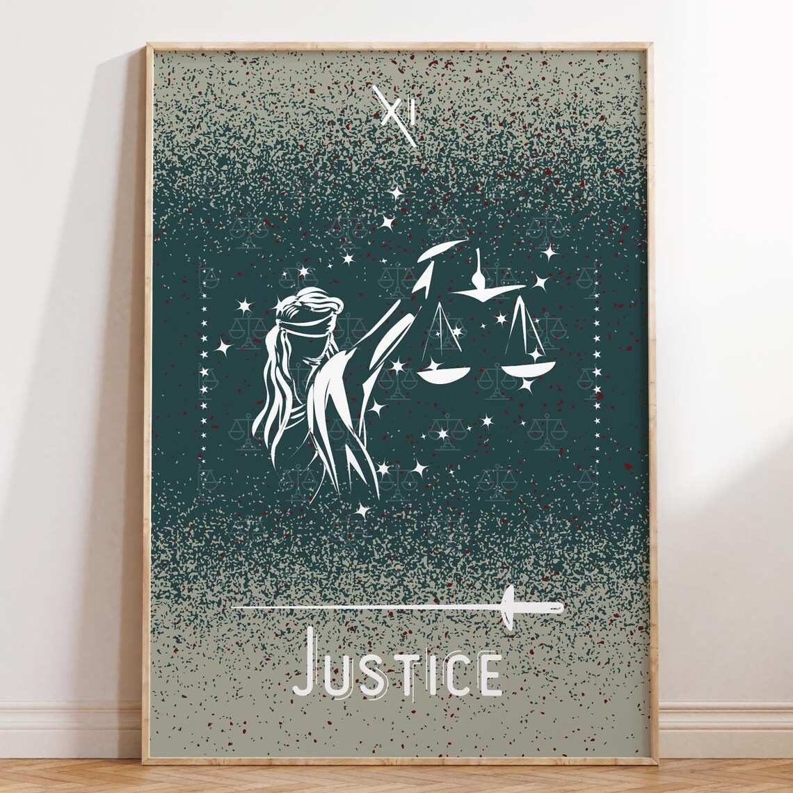 Justice Tarot Card Celestial Starry Night Lady Of Scales Poster