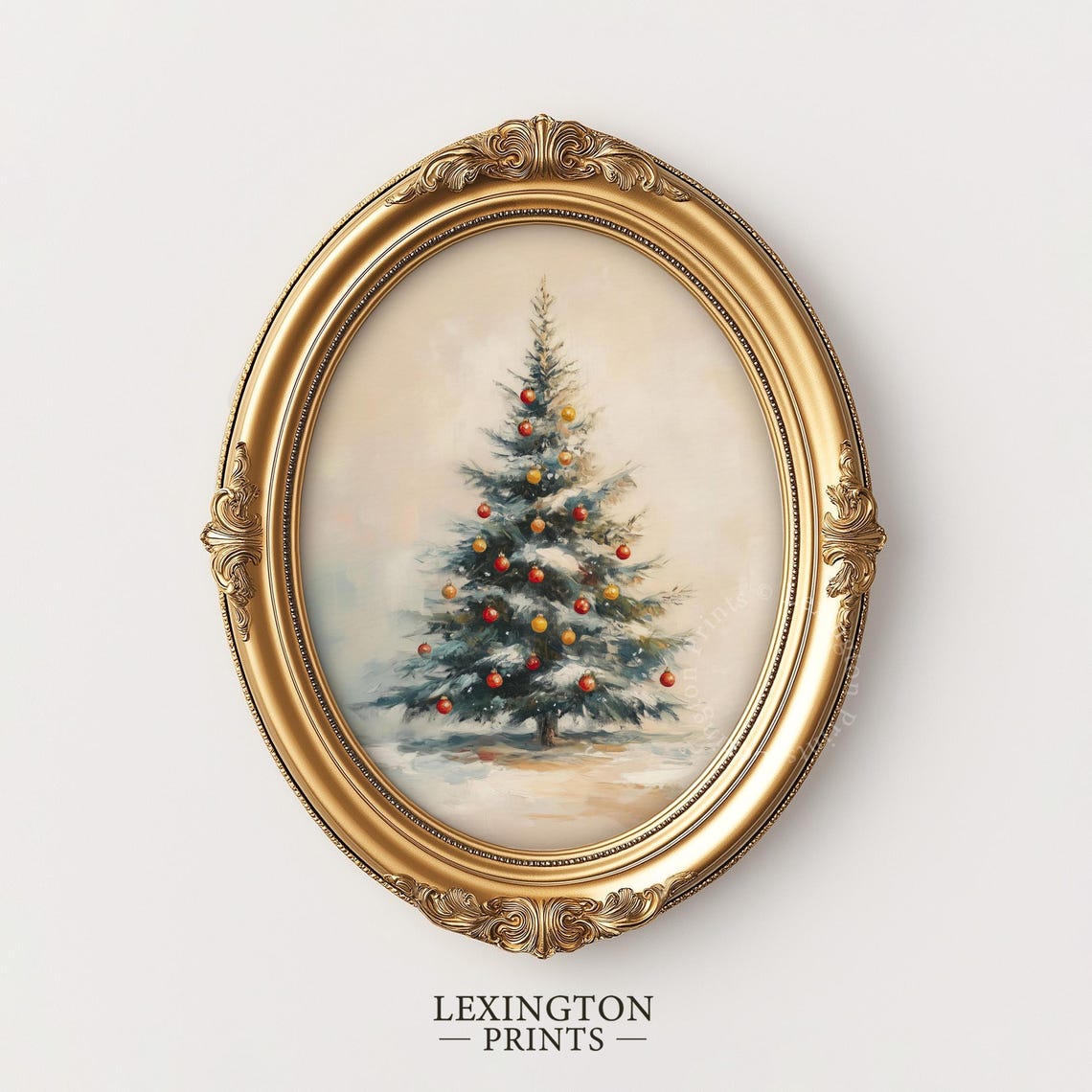 Minimalist Christmas Tree with Red and Gold Ornaments Holiday Poster - Image 3