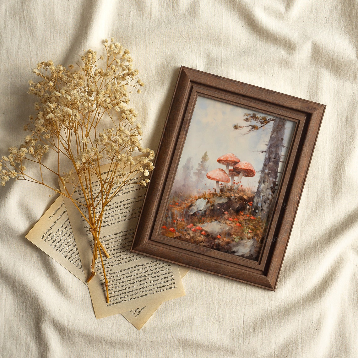 Red Fly Agaric Mushroom Cluster Autumn Woodland Scene Poster - Image 4