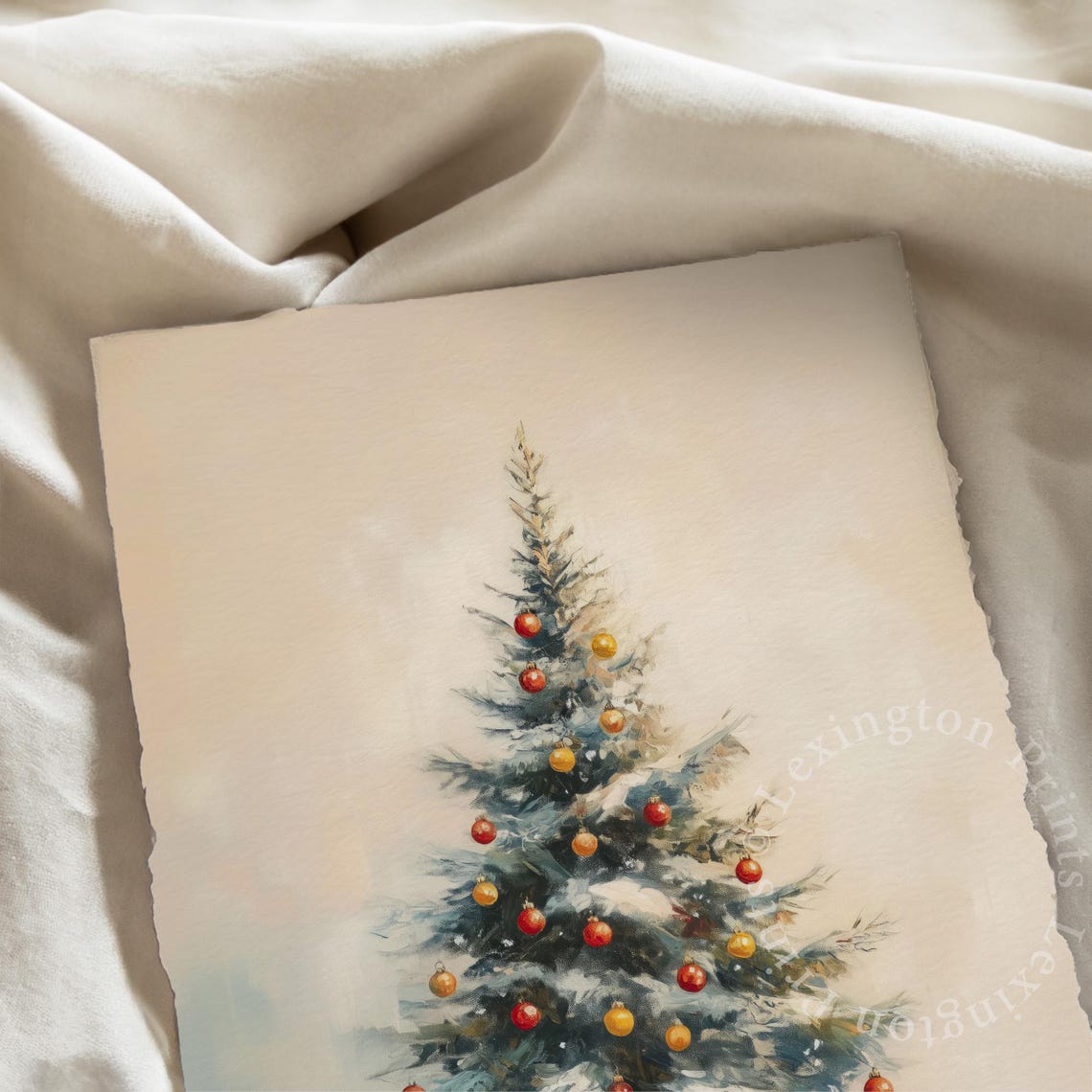 Minimalist Christmas Tree with Red and Gold Ornaments Holiday Poster - Image 6