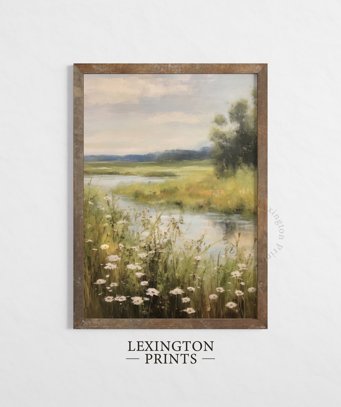 Wildflower Field Vintage Landscape Art Print - Image 2