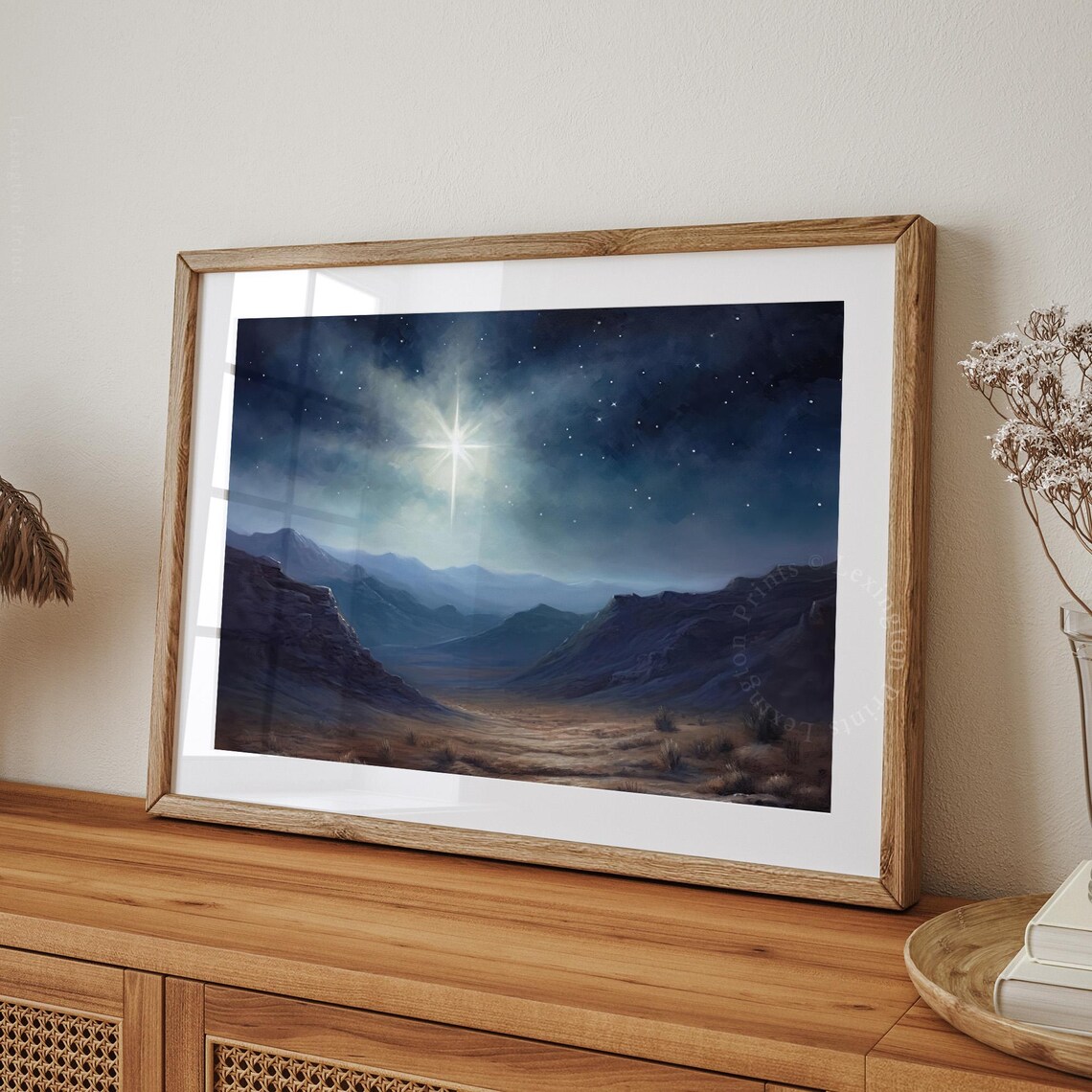Christmas Star Christian Wall Art Jesus Art Christmas Wall Art Christmas Landscape Painting Print Christian Cross Nativity Star 398 - Image 8