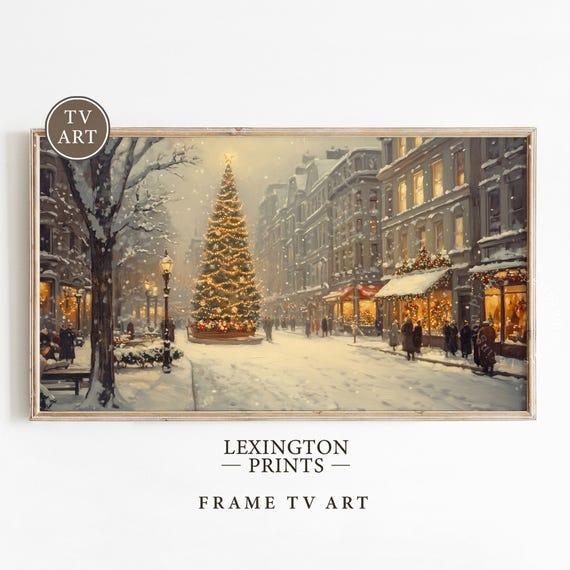 Vintage Christmas Tree Tv Art Winter Frame Tv Art Christmas Tv Art Holiday Tv Art Moody Holiday Decor City Tv Art Seasonal Tv Art 804