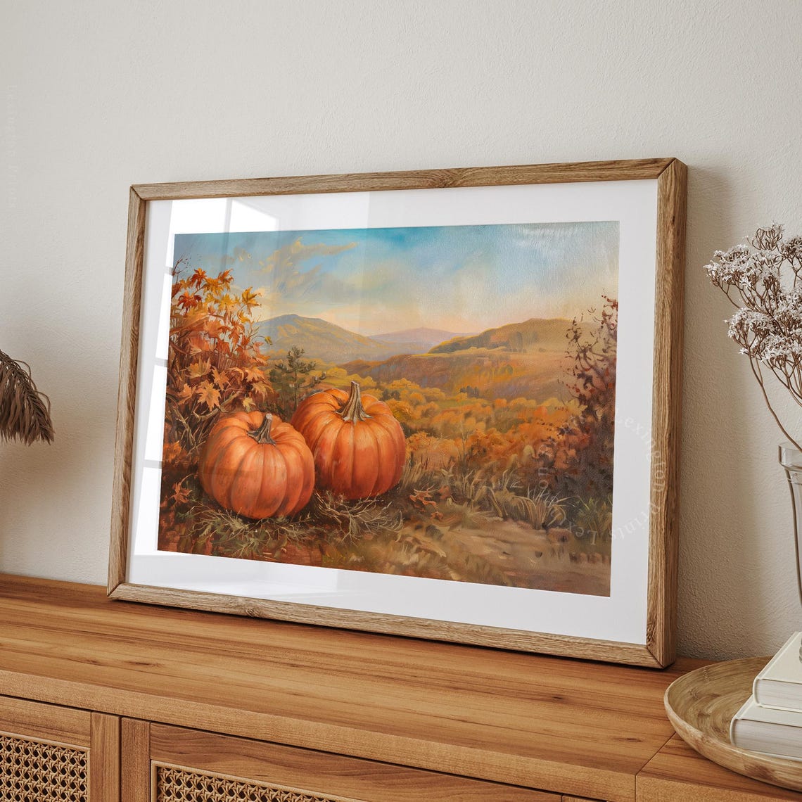 Autumn Pumpkin Patch Mountain Harvest Fall Landscape Art Poster - Image 7