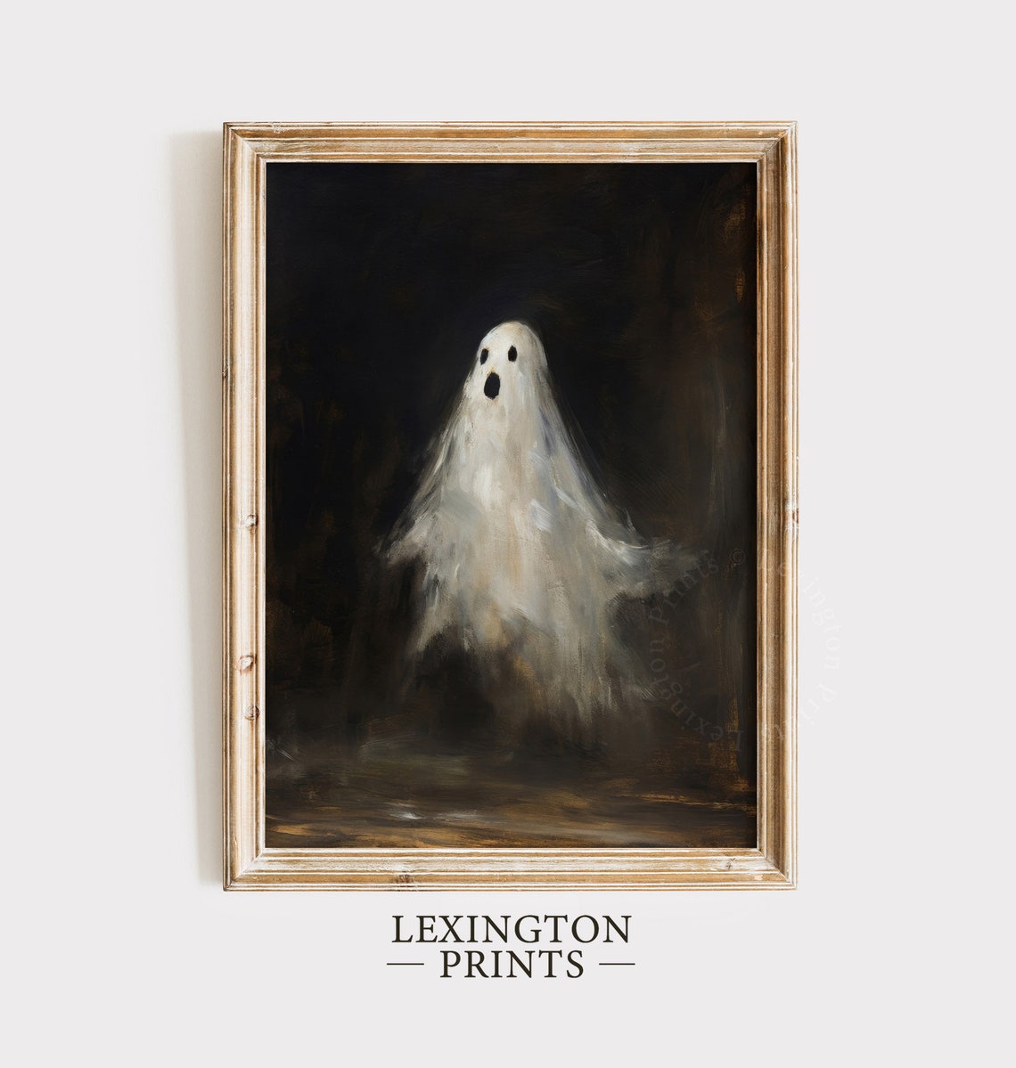 Surprised Little Ghost Floating in Dark Moody Halloween Wall Art - Image 7