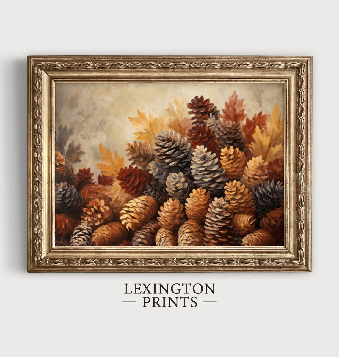 Rustic Pinecone Cluster in Autumn Warm Tones Still Life Poster - Image 4