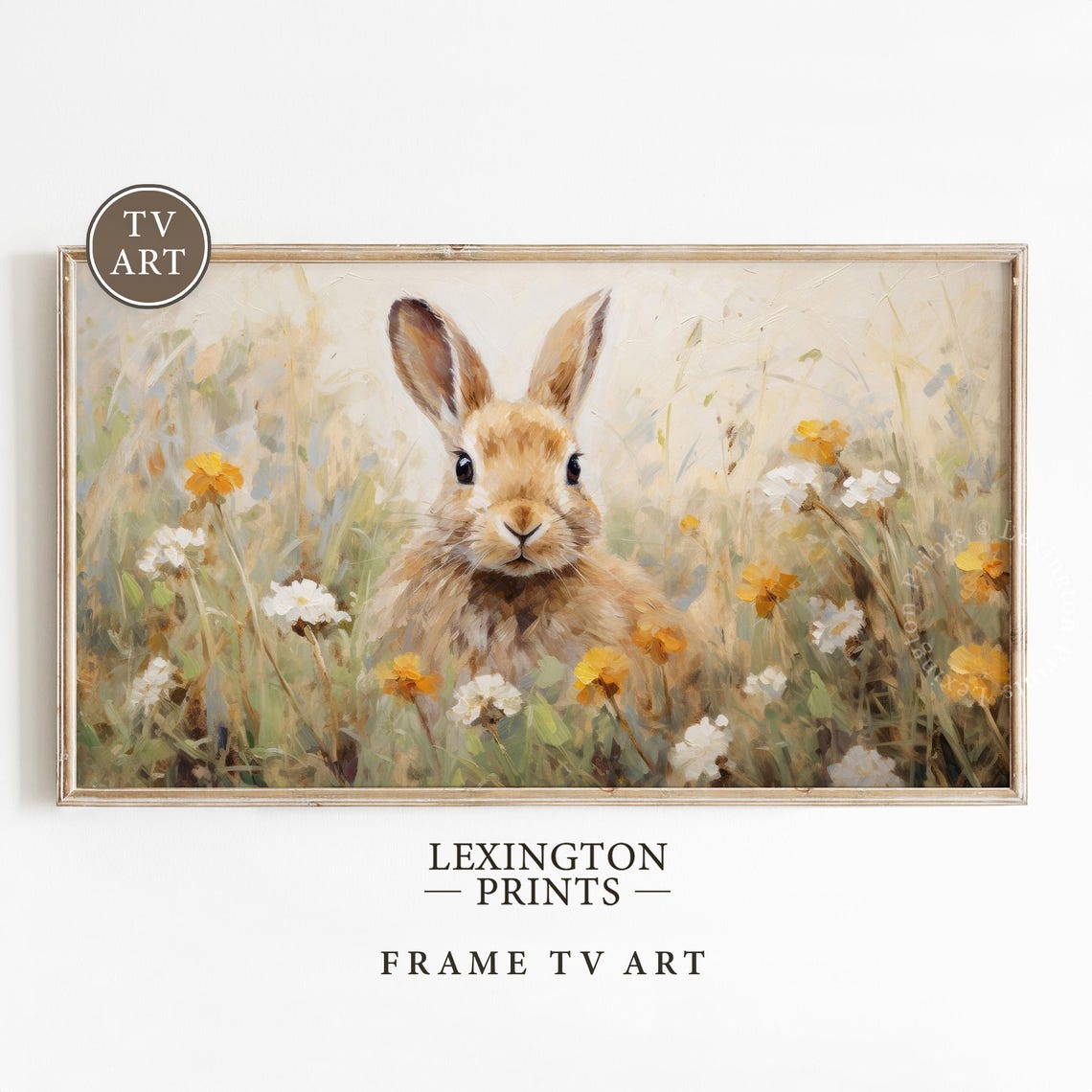 Bunny Rabbit in Spring Wildflower Field Cute Easter Decor Poster - Image 8