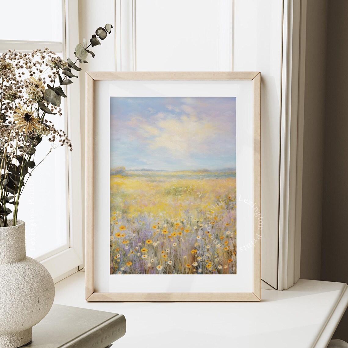 Lavender and Yellow Wildflower Meadow Pastel Oil Painting Spring Poster - Image 7