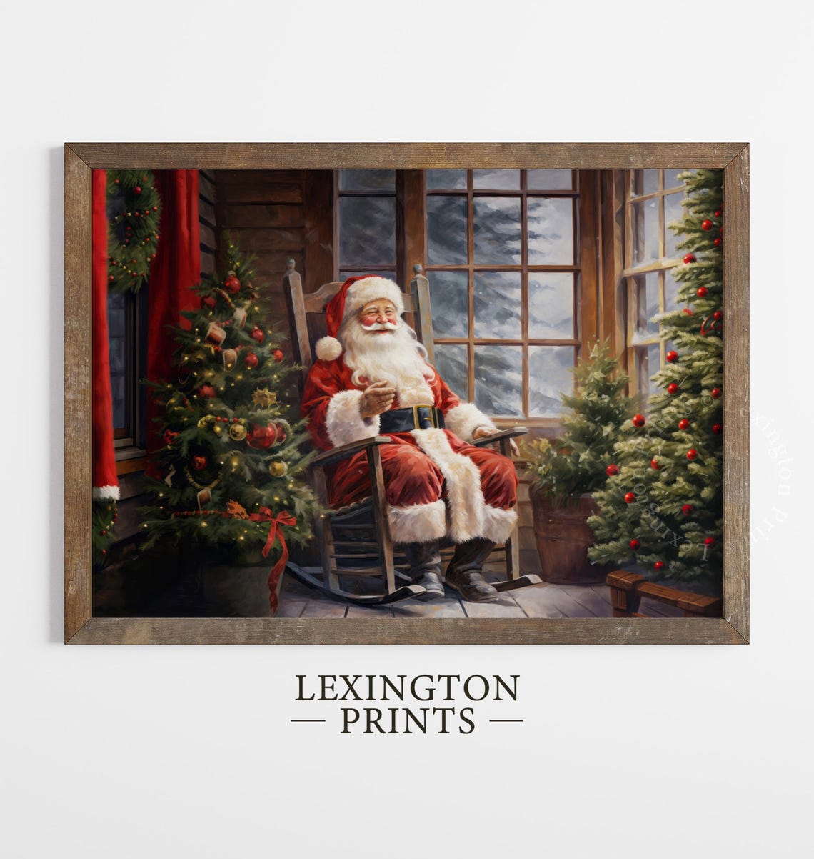 Santa Rocking Chair Christmas Wall Art Santa Christmas Festive Santa Art Farmhouse Decor Santa Christmas Decor Winter Print 444 - Image 4