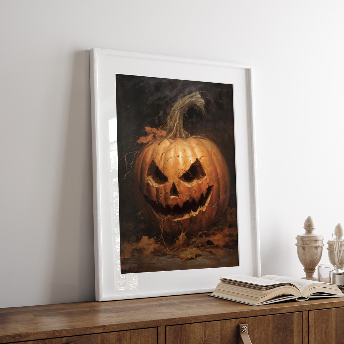 Menacing Carved Jack O Lantern Close Up Dark Halloween Poster - Image 5