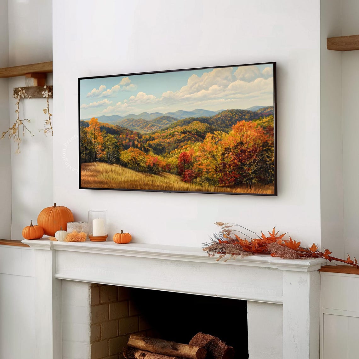 Autumn Mountain Landscape with Fall Foliage Hills Frame TV Art Print - Image 7