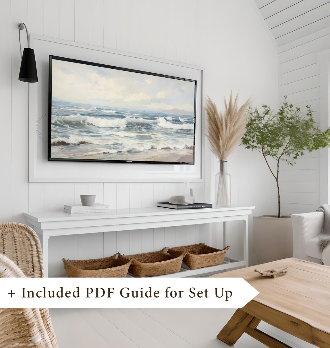 Ocean Waves Frame TV Art Vintage Seascape Oil Painting Poster - Image 8