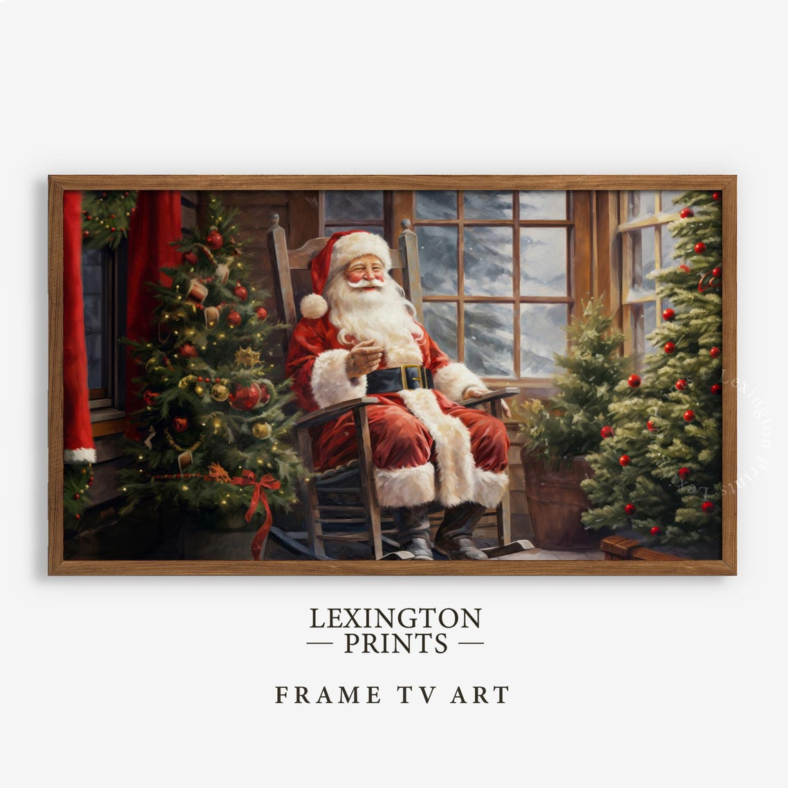 Santa Rocking Chair Christmas Frame Tv Art Christmas Santa Christmas Wall Art Winter Cottagecore Art Vintage Christmas Decor Santa Print 445 - Image 4