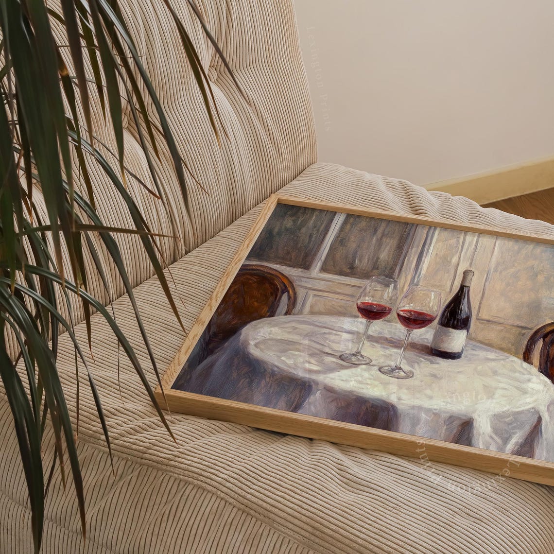 Red Wine Glasses and Bottle by Window Vintage Still Life Wall Art - Image 4