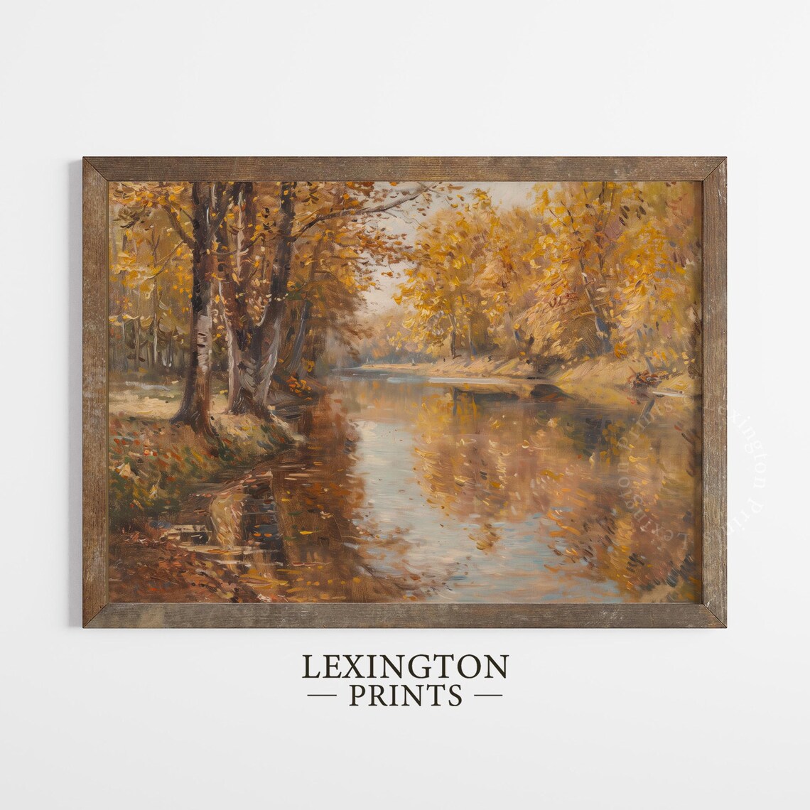 Golden Autumn Trees Mirrored In Calm River Classic Fall Landscape Poster - Image 5