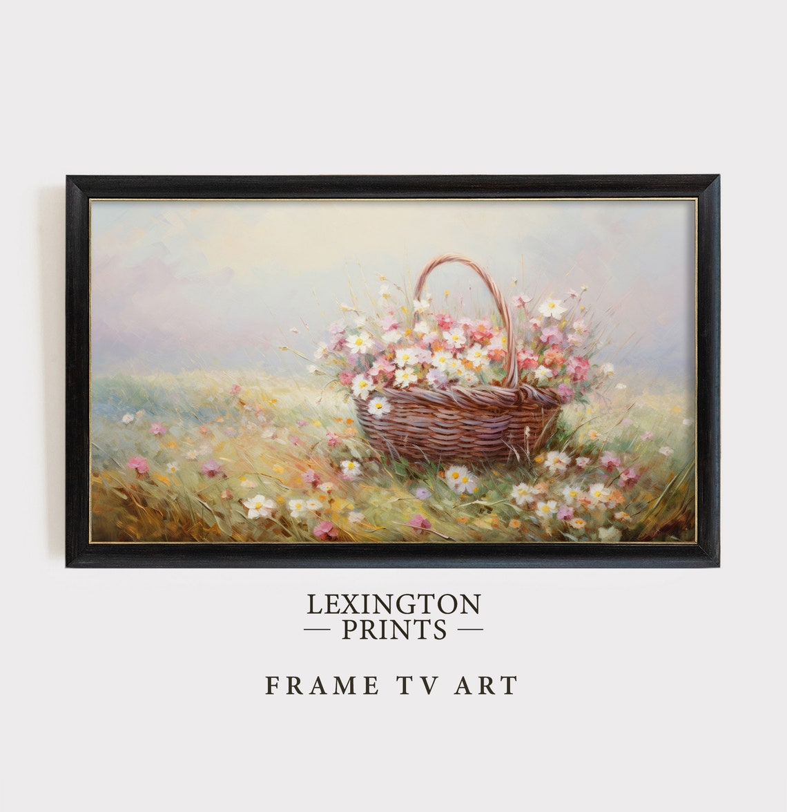 Easter Basket of Wildflowers in Spring Meadow Frame TV Art Print - Image 4