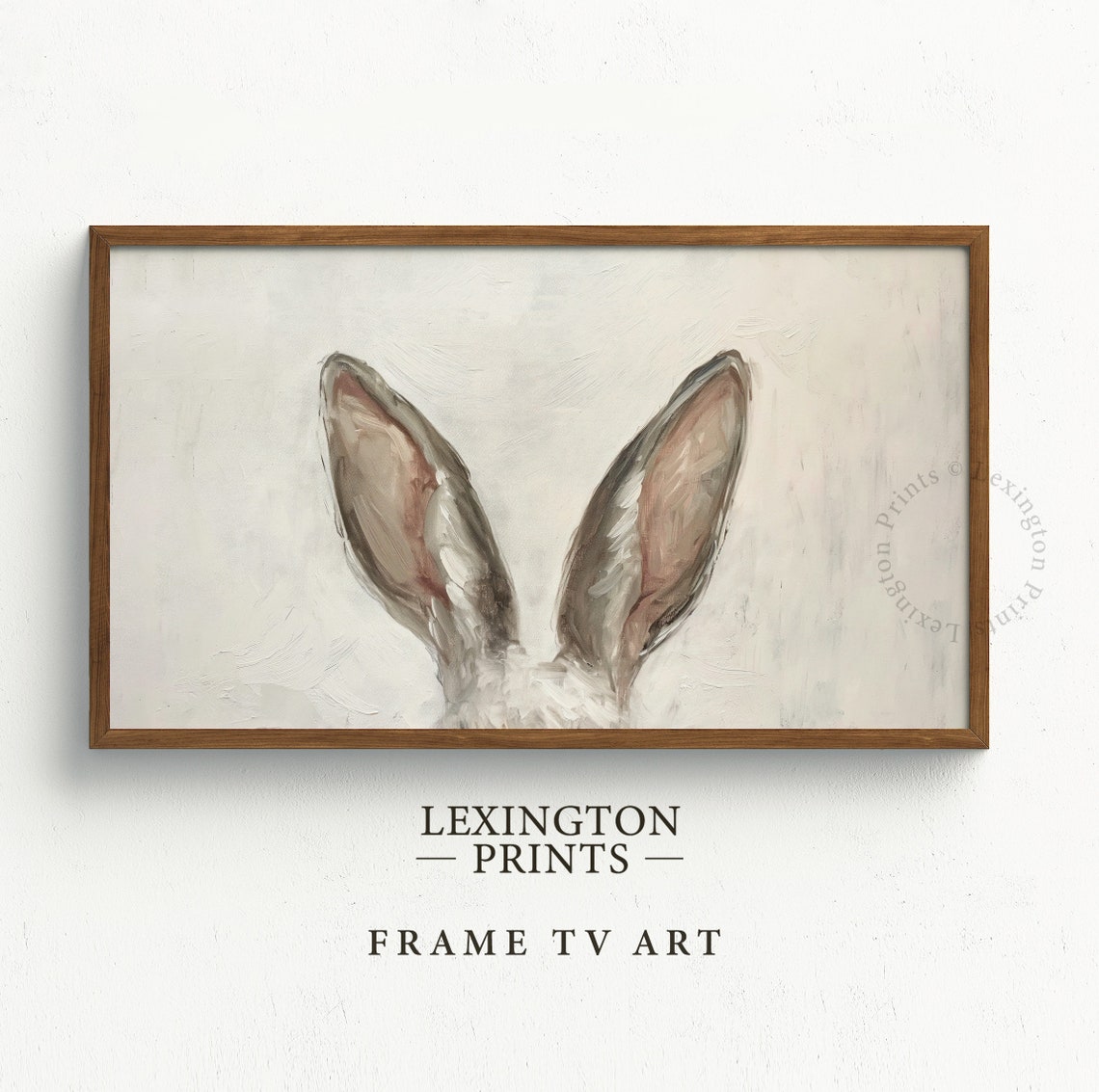 Minimalist Bunny Ears on Cream Background Easter Frame TV Art Poster - Image 4