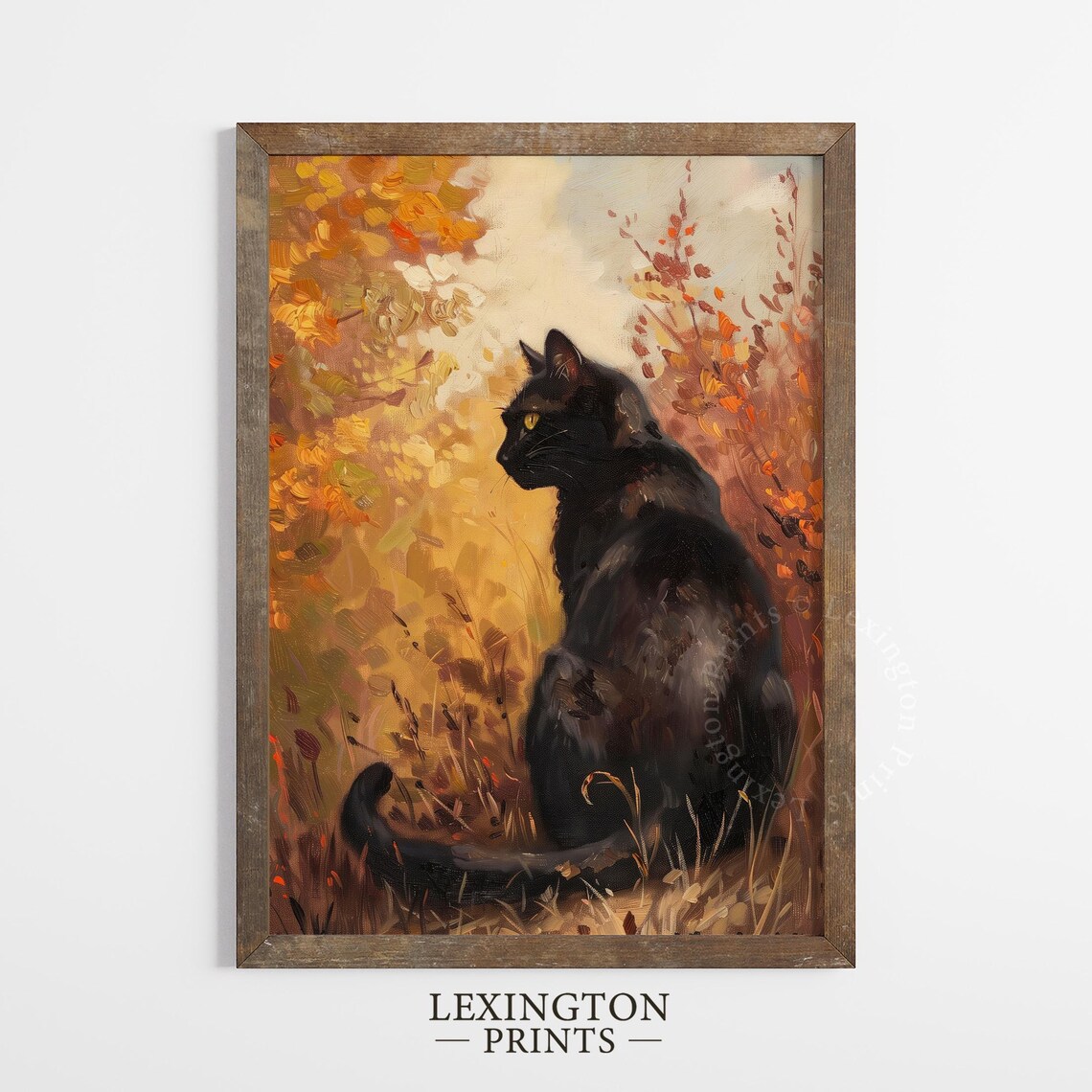 Black Cat Autumn Foliage Vintage Oil Painting Fall Seasonal Poster - Image 7