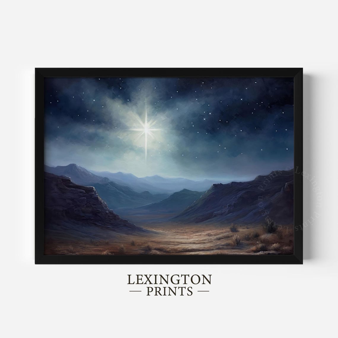 Christmas Star Christian Wall Art Jesus Art Christmas Wall Art Christmas Landscape Painting Print Christian Cross Nativity Star 398 - Image 5
