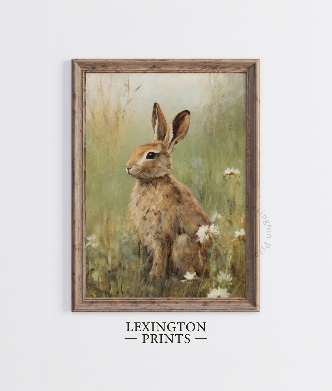 Rustic Brown Bunny Wildflower Meadow Spring Vintage Nature Poster - Image 2