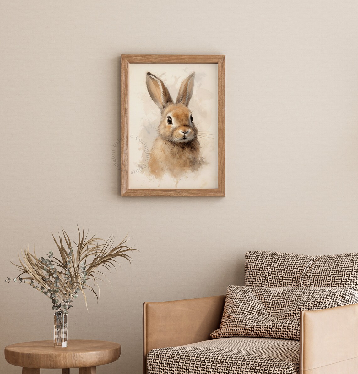 Sweet Watercolor Bunny Rabbit Portrait Woodland Nursery Wall Art - Image 4