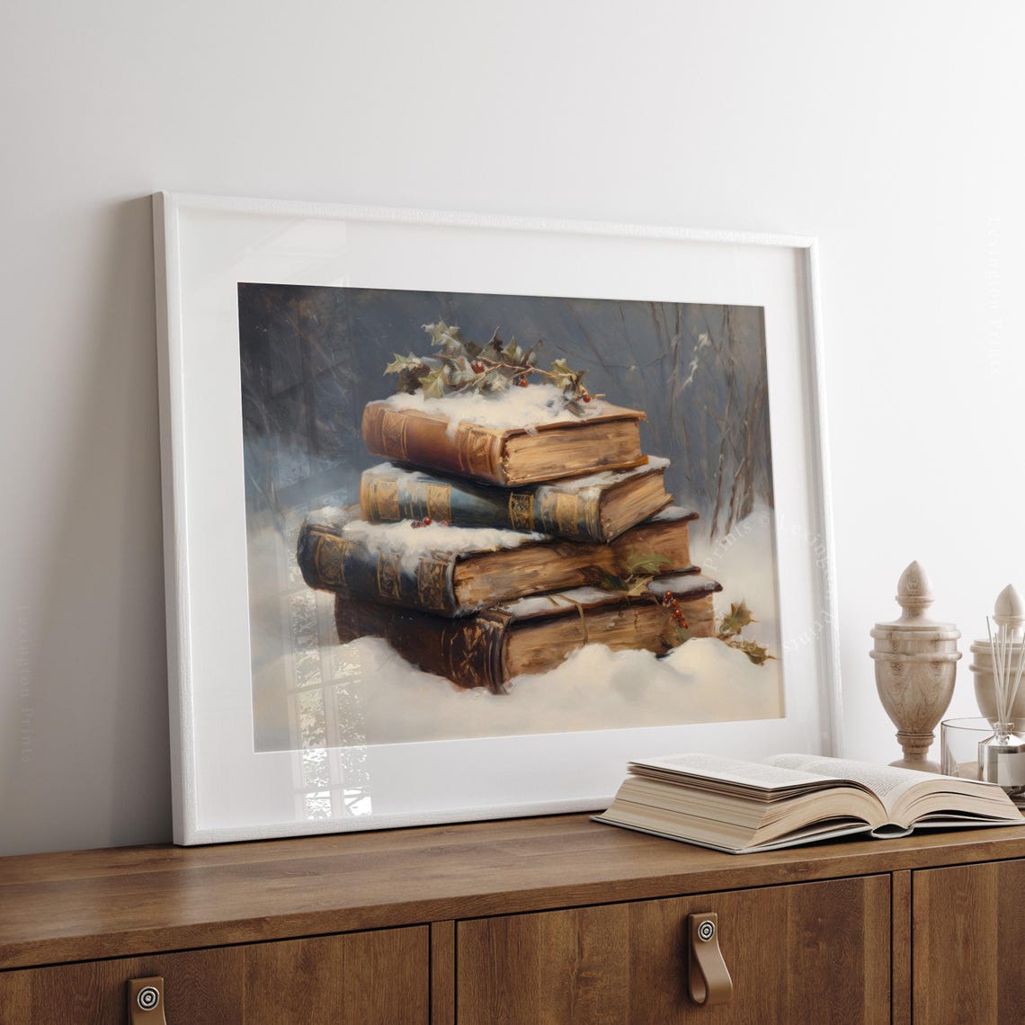 Snowy Christmas Wall Art Book Art Winter Vintage Christmas Print Winter Print Oil Painting Dark Academia Decor Holiday 356 - Image 8
