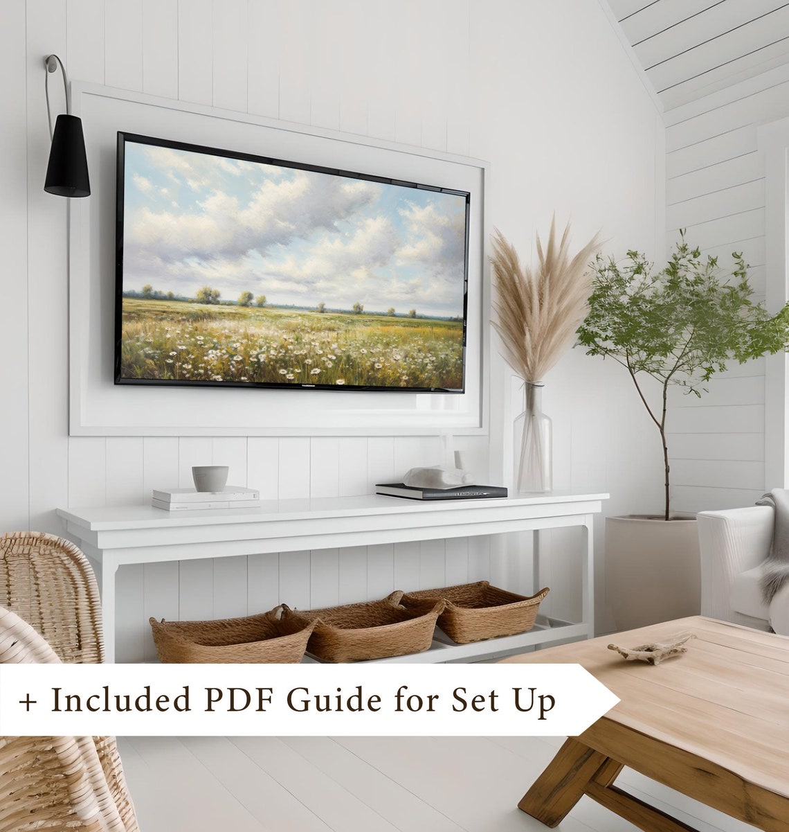 Spring Wildflower Field Under Blue Sky Blooming Frame TV Art Poster - Image 8