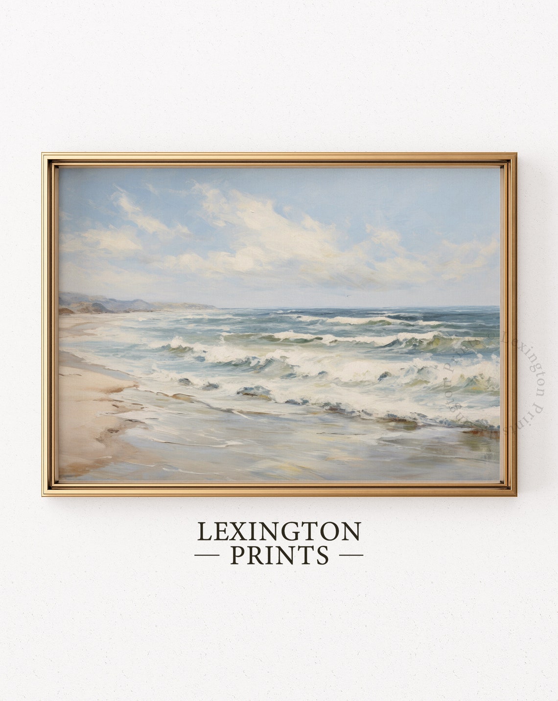 Ocean Waves Crashing on Sandy Beach Soft Coastal Seascape Poster - Image 6