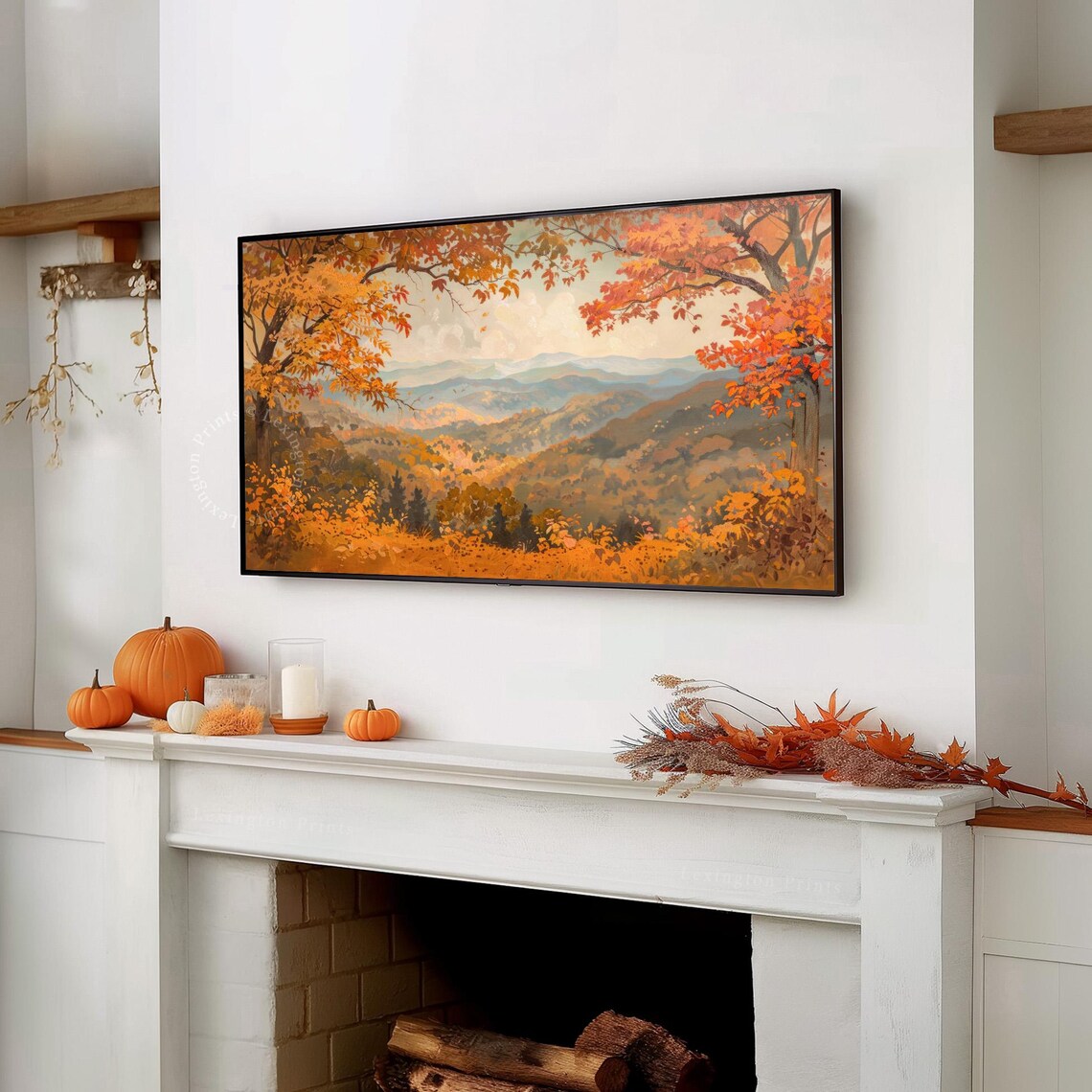 Fall Forest Mountain Valley in Autumn Colors Frame TV Art Poster - Image 7