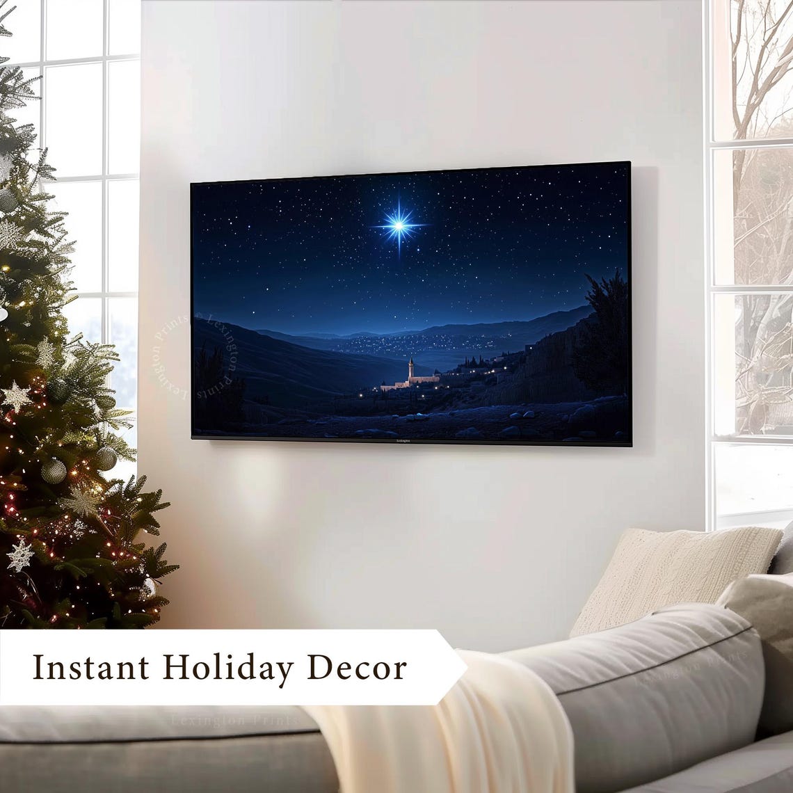 Star Of Bethlehem Christian Tv Art Frame Tv Art Christmas Tv Art Jesus Art Christmas Star Tv Art Nativity Home Decor Holiday 942 - Image 2