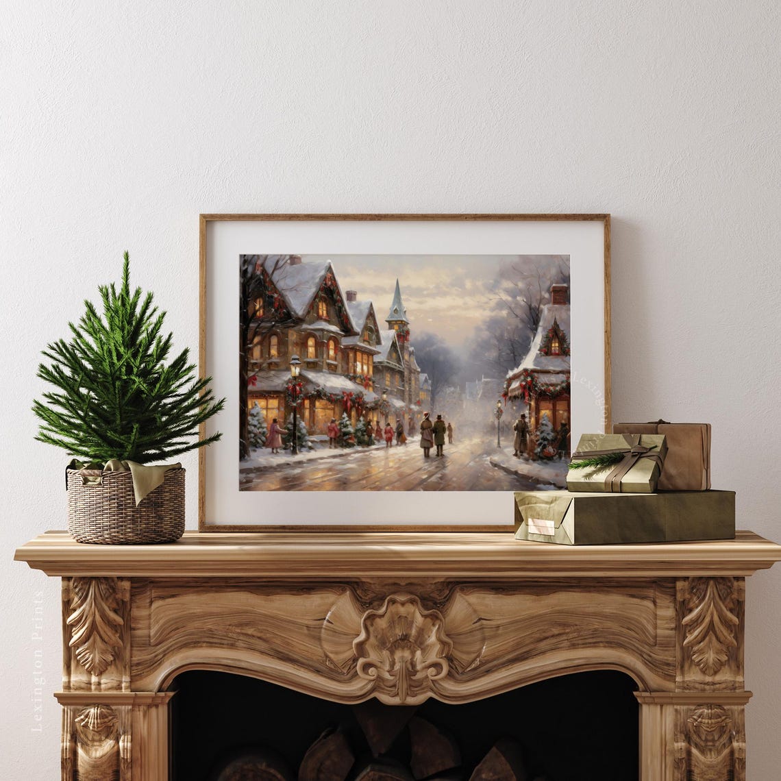 Vintage Christmas Wall Art Town City Art Christmas Village Art Christmas Print Winter Print Dark Academia Holiday Decor Print 411 - Image 3