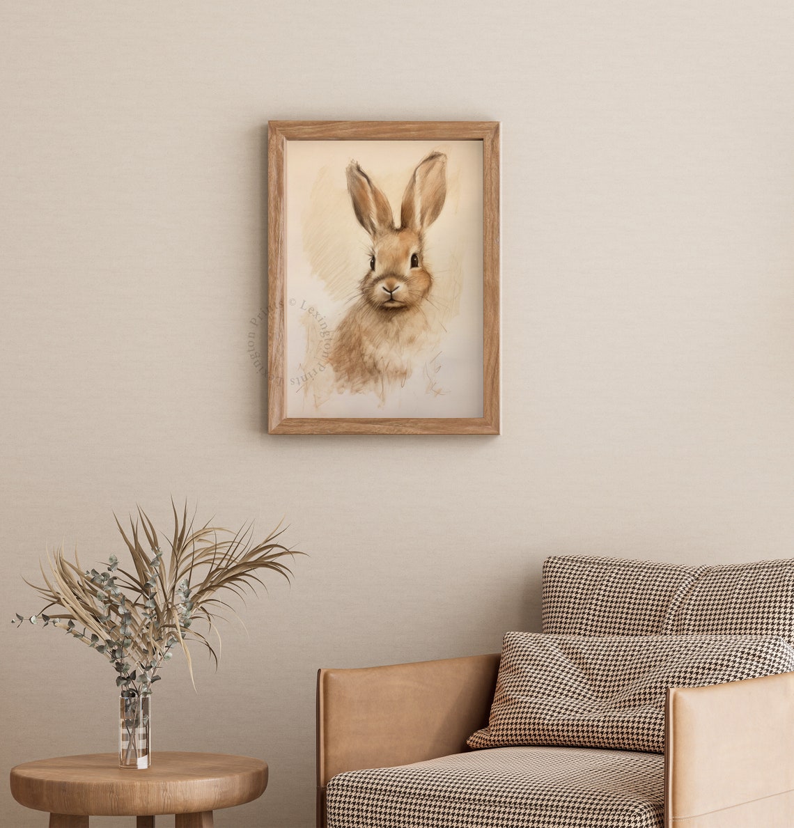 Vintage Bunny Rabbit Sepia Sketch Nursery Spring Rustic Animal Poster - Image 3