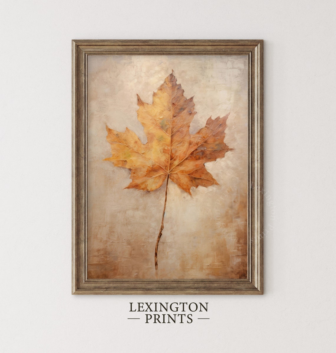 Single Autumn Maple Leaf Vintage Botanical Still Life Painting Poster - Image 4