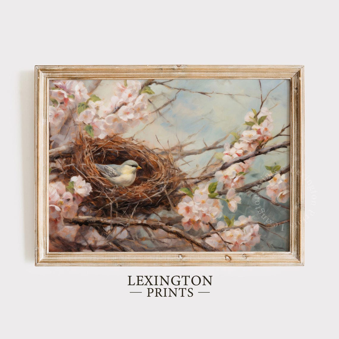 Tiny Bird Resting in Nest Among Pink Cherry Blossoms Spring Poster - Image 8