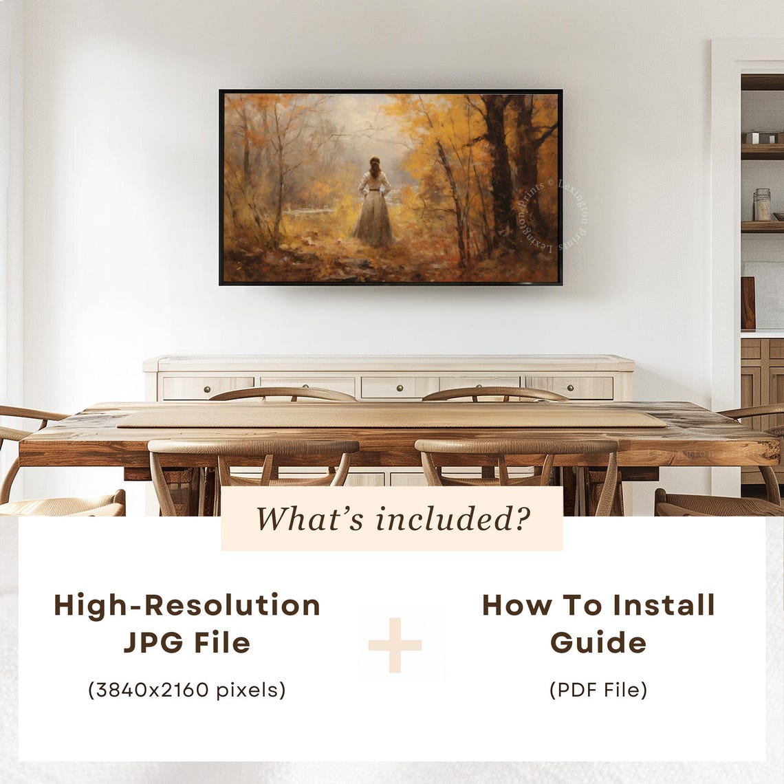 Woman In Forest Fall Frame Tv Art Fall Forest Wall Art Vintage Autumn Tv Art Frame Tv Art Woman Landscape Tv Art Moody Tv Art 266 - Image 6
