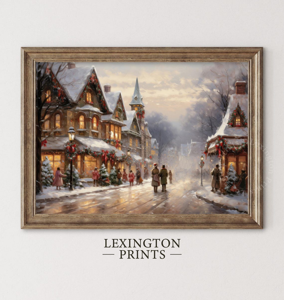 Vintage Christmas Wall Art Town City Art Christmas Village Art Christmas Print Winter Print Dark Academia Holiday Decor Print 411 - Image 4
