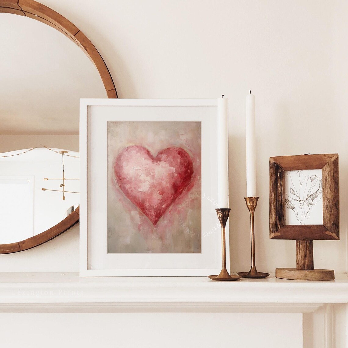 Soft Pink Heart Watercolor Painting Romantic Blush Love Wall Art - Image 3