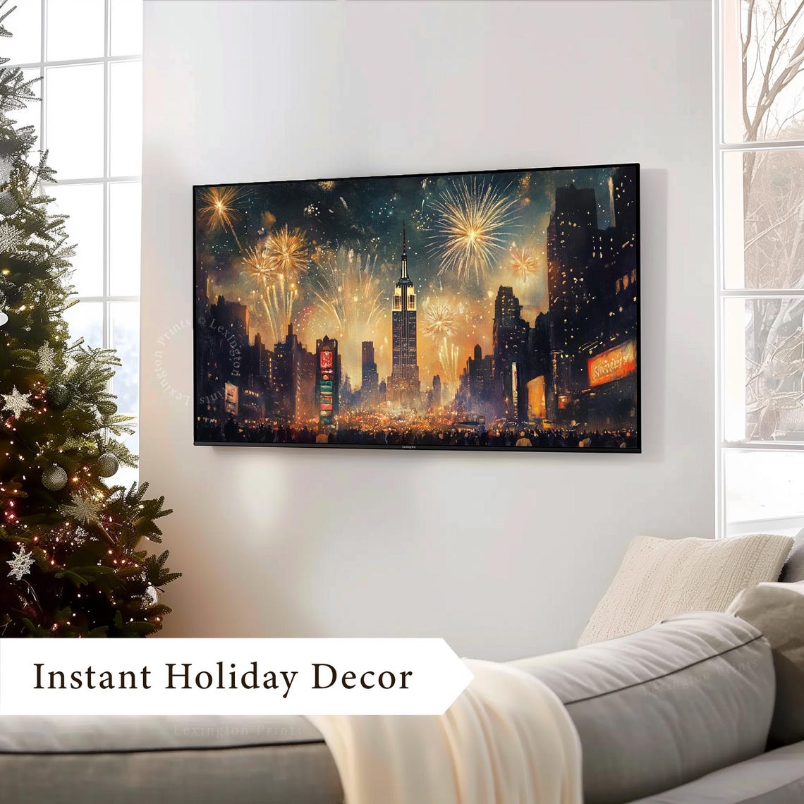 New York Times Square New Year Fireworks Celebration Painting Poster - Image 4