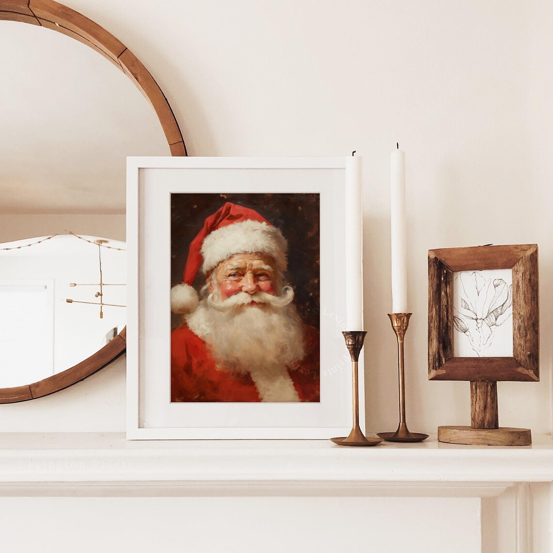 Classic Santa Claus Portrait Vintage Christmas Oil Painting Poster - Image 2