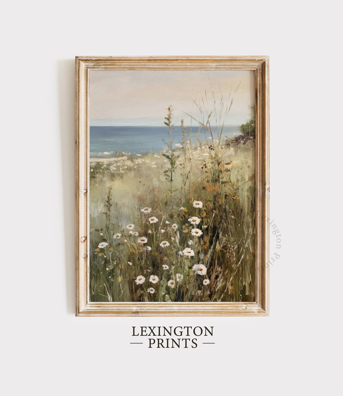 Coastal Daisy Meadow by the Sea Summer Breeze Wildflower Poster - Image 6