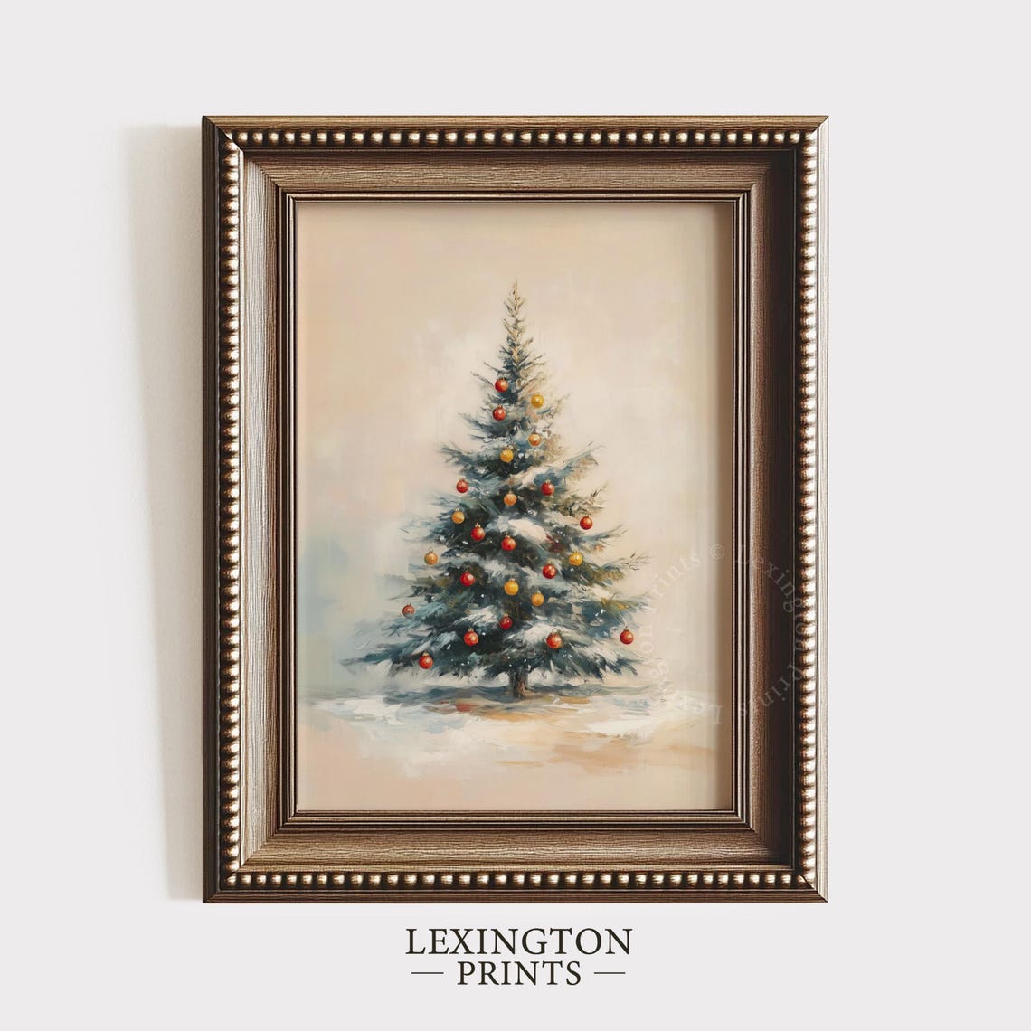 Minimalist Christmas Tree with Red and Gold Ornaments Holiday Poster - Image 4