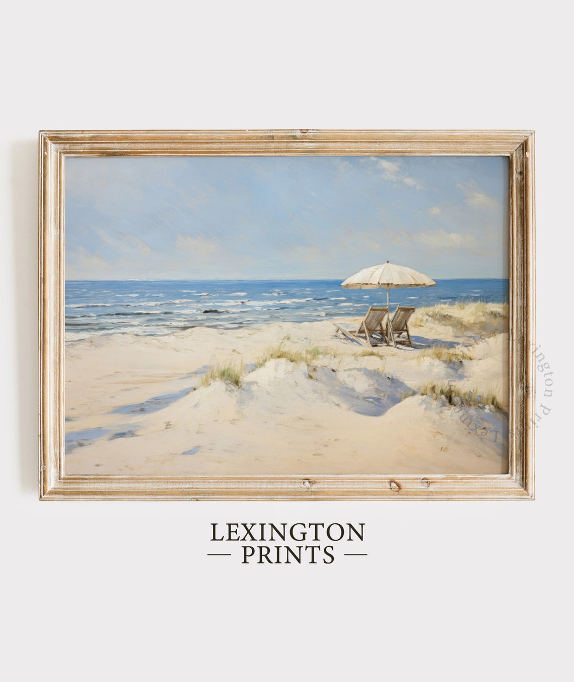 Beach Umbrella and Chairs on Sand Dunes Vintage Summer Ocean Poster - Image 5