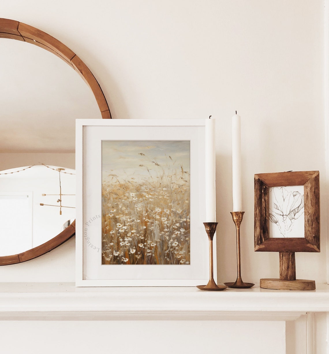 Moody Wildflower Meadow Tall Grasses Neutral Botanical Wall Art - Image 3