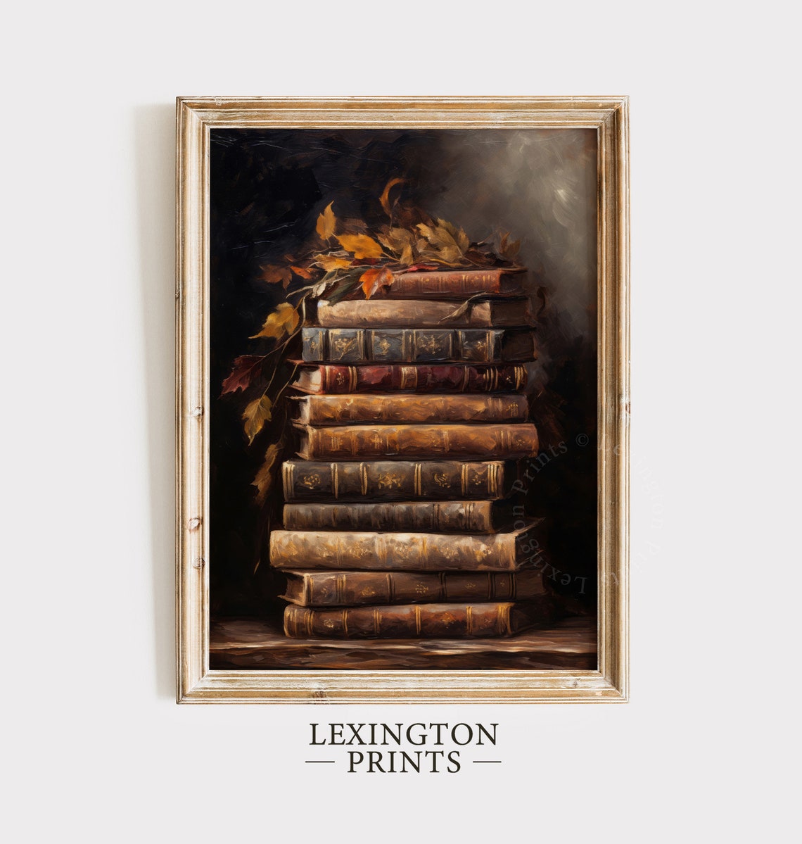 Vintage Book Stack Autumn Leaves Rustic Fall Still Life Poster - Image 8
