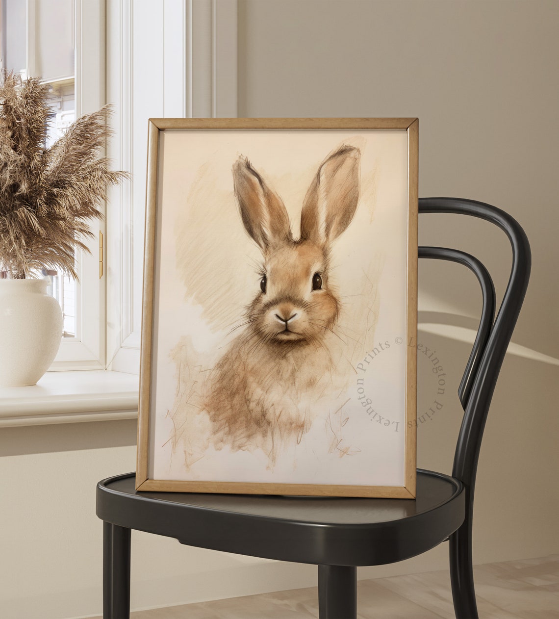 Vintage Bunny Rabbit Sepia Sketch Nursery Spring Rustic Animal Poster - Image 8