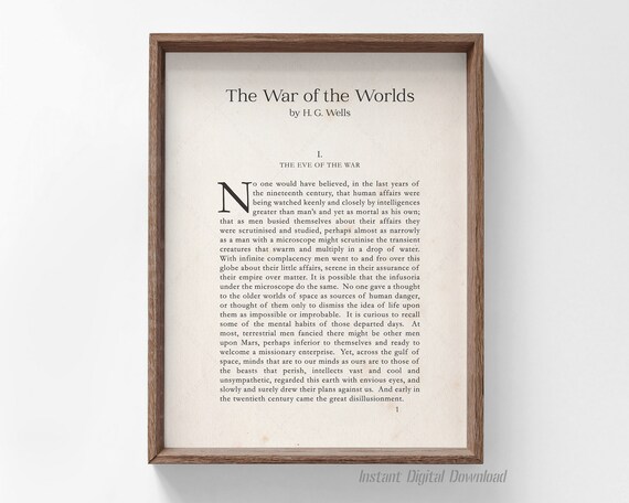 HG Wells The War Of The Worlds Chapter One First Page Wall Art Poster